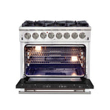 Forno Capriasca 36-Inch Freestanding Dual Fuel Range with 6 Burners & Color Door
