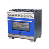 Forno Capriasca 36-Inch Freestanding Dual Fuel Range with 6 Burners & Color Door