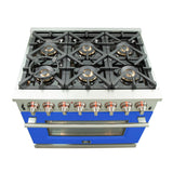 Forno Capriasca 36-Inch Freestanding Dual Fuel Range with 6 Burners & Color Door