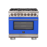 Forno Capriasca 36-Inch Freestanding Dual Fuel Range with 6 Burners & Color Door