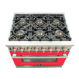 Forno Capriasca 36-Inch Freestanding Dual Fuel Range with 6 Burners & Color Door