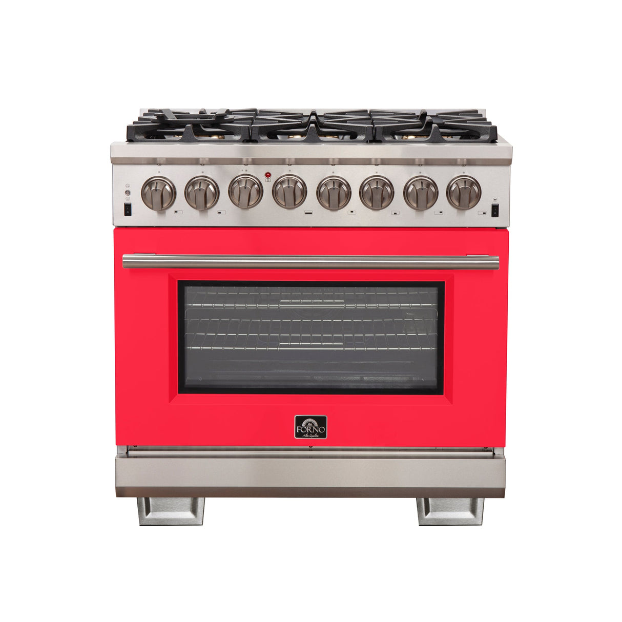 Forno Capriasca 36-Inch Freestanding Dual Fuel Range with 6 Burners & Color Door
