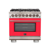 Forno Capriasca 36-Inch Freestanding Dual Fuel Range with 6 Burners & Color Door