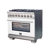 Forno Capriasca 36-Inch Freestanding Dual Fuel Range with 6 Burners & Color Door