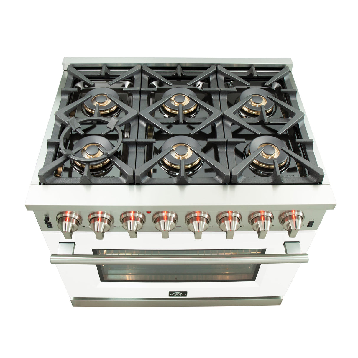 Forno Capriasca 36-Inch Freestanding Dual Fuel Range with 6 Burners & Color Door
