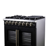 Forno Capriasca Freestanding French Door Dual Fuel Range with Antique Brass Accessories, True Convection Oven