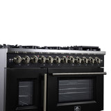 Forno Capriasca Freestanding French Door Dual Fuel Range with Antique Brass Accessories, True Convection Oven