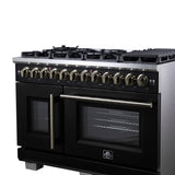 Forno Capriasca Freestanding French Door Dual Fuel Range with Antique Brass Accessories, True Convection Oven