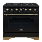 Forno Antico Dual Fuel Range, with Antique Brass Finish, Convection Oven