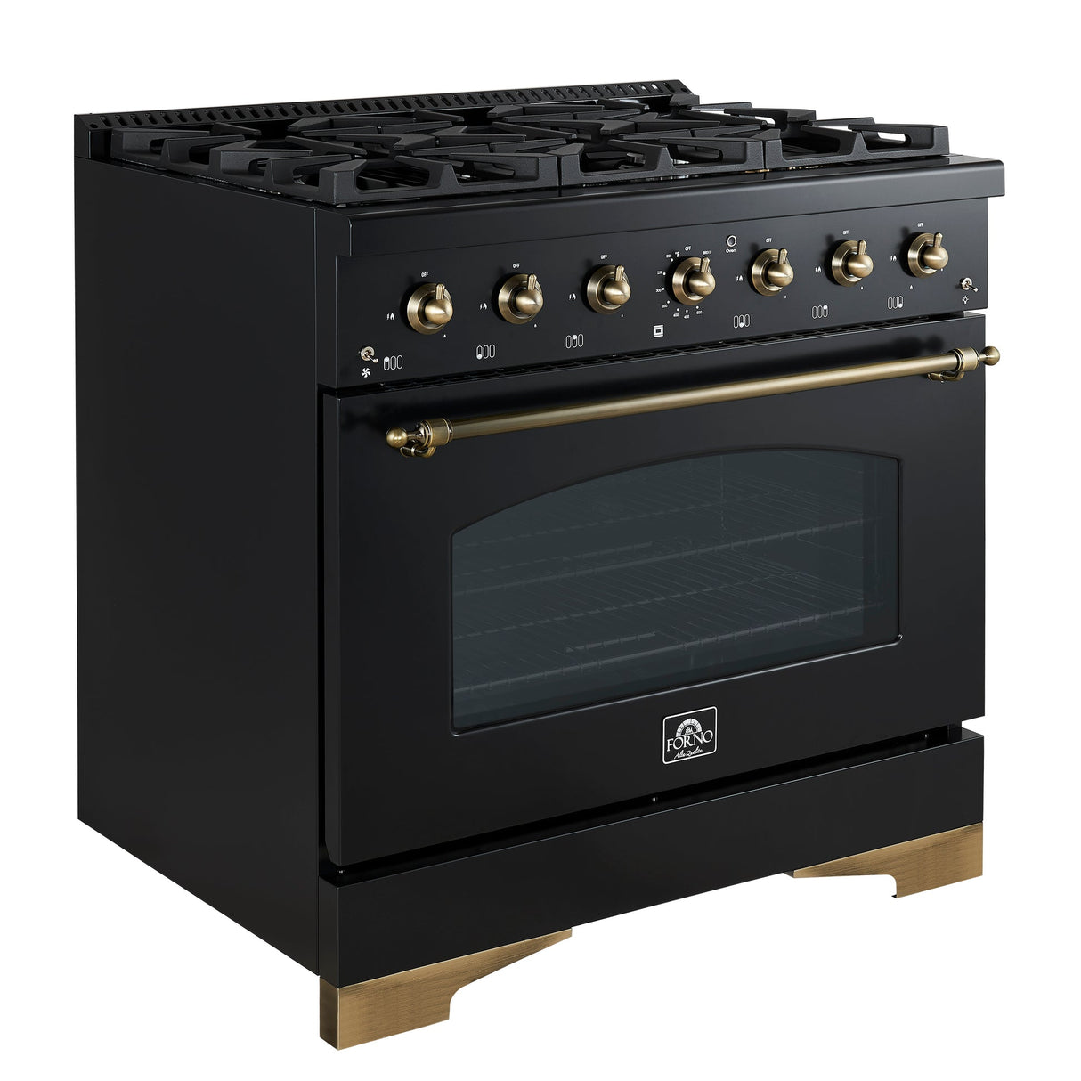 Forno Antico Dual Fuel Range, with Antique Brass Finish, Convection Oven