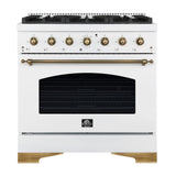 Forno Antico Dual Fuel Range, with Antique Brass Finish, Convection Oven