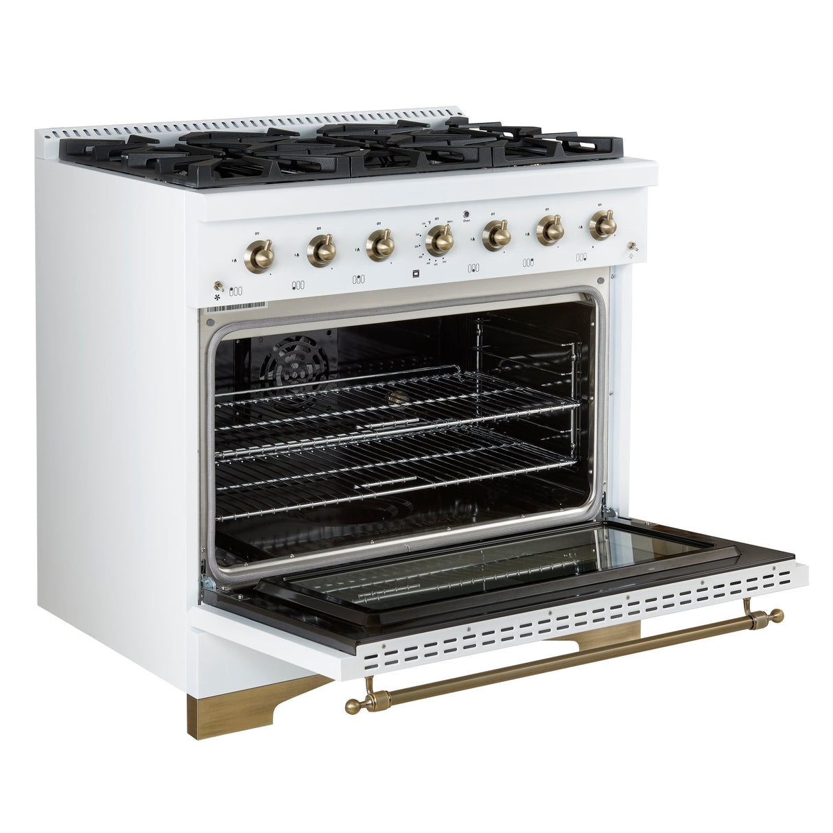 Forno Antico Dual Fuel Range, with Antique Brass Finish, Convection Oven