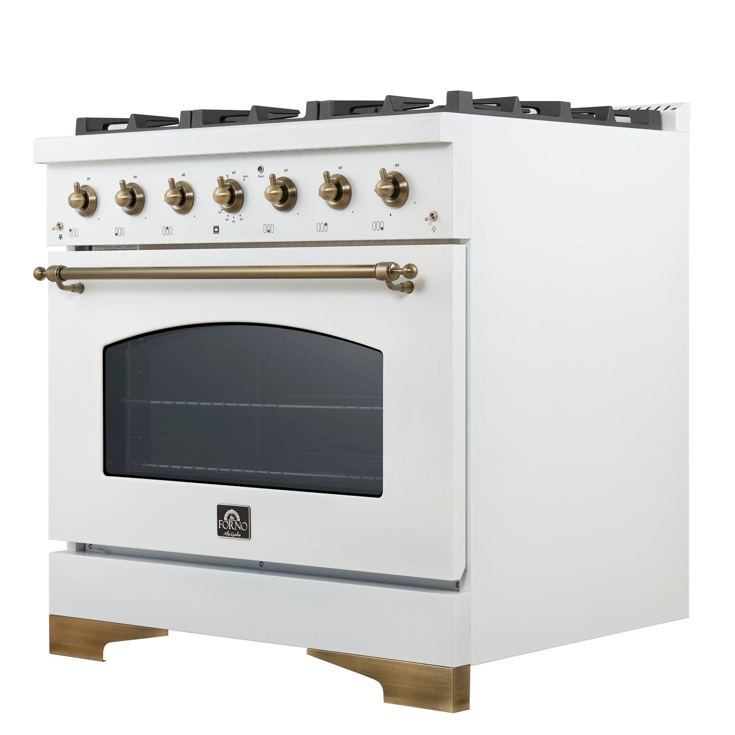 Forno Antico Dual Fuel Range, with Antique Brass Finish, Convection Oven