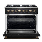 Forno Galiano Dual Fuel Range with Antique Brass Design, True Convection Oven