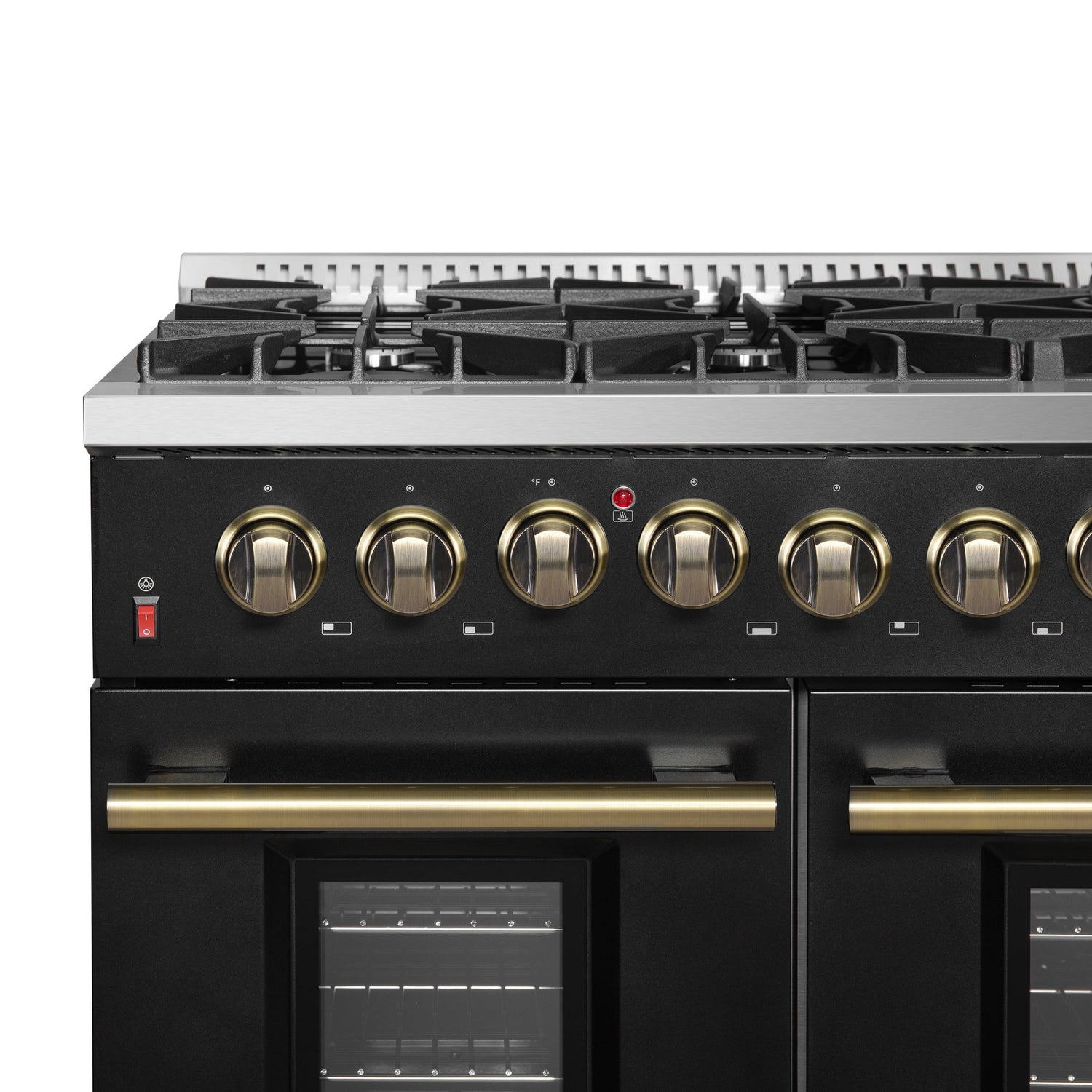 Forno Galiano Dual Fuel Range with Antique Brass Design, True Convection Oven