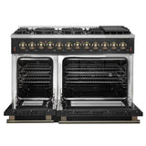 Forno Galiano Dual Fuel Range with Antique Brass Design, True Convection Oven