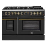 Forno Galiano Dual Fuel Range with Antique Brass Design, True Convection Oven