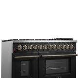 Forno Galiano Dual Fuel Range with Antique Brass Design, True Convection Oven