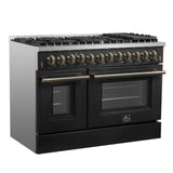 Forno Galiano Dual Fuel Range with Antique Brass Design, True Convection Oven