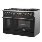 Forno Galiano Dual Fuel Range with Antique Brass Design, True Convection Oven