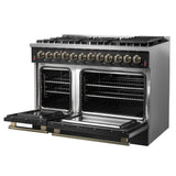 Forno Galiano Dual Fuel Range with Antique Brass Design, True Convection Oven