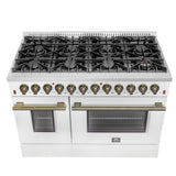 Forno Galiano Dual Fuel Range with Antique Brass Design, True Convection Oven