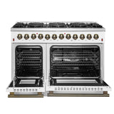 Forno Galiano Dual Fuel Range with Antique Brass Design, True Convection Oven