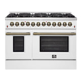 Forno Galiano Dual Fuel Range with Antique Brass Design, True Convection Oven