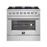 Forno Marco Dual Fuel Range, Stainless Steel, True Convection Oven, Energy Efficient