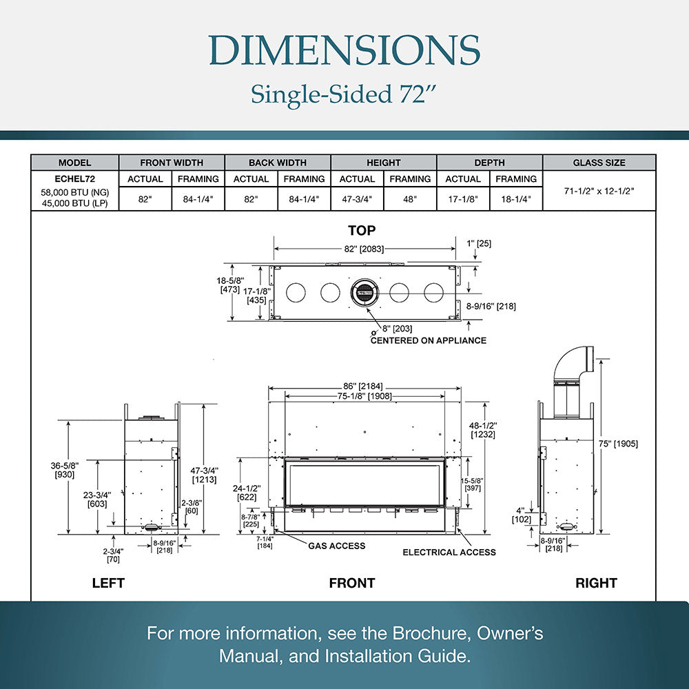 Majestic 72" Echelon II Linear Direct Vent Fireplace