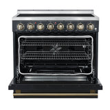 Forno Paolo Freestanding Electric Range with Antique Brass, True Convection Oven, Energy Efficient