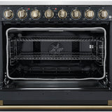 Forno Paolo Freestanding Electric Range with Antique Brass, True Convection Oven, Energy Efficient