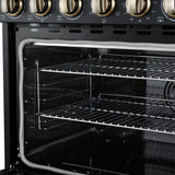 Forno Paolo Freestanding Electric Range with Antique Brass, True Convection Oven, Energy Efficient