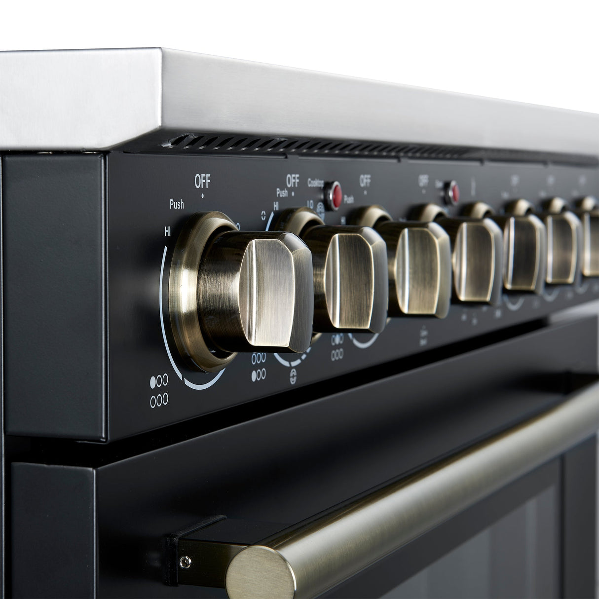Forno Paolo Freestanding Electric Range with Antique Brass, True Convection Oven, Energy Efficient