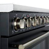 Forno Paolo Freestanding Electric Range with Antique Brass, True Convection Oven, Energy Efficient