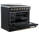 Forno Paolo Freestanding Electric Range with Antique Brass, True Convection Oven, Energy Efficient