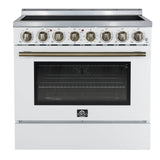 Forno Paolo Freestanding Electric Range with Antique Brass, True Convection Oven, Energy Efficient