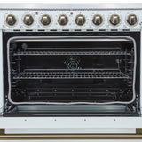 Forno Paolo Freestanding Electric Range with Antique Brass, True Convection Oven, Energy Efficient