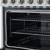 Forno Paolo Freestanding Electric Range with Antique Brass, True Convection Oven, Energy Efficient