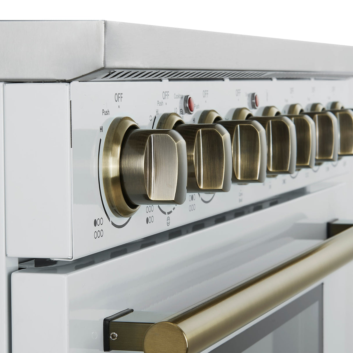 Forno Paolo Freestanding Electric Range with Antique Brass, True Convection Oven, Energy Efficient