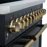 Forno Paolo Freestanding Electric Range with Antique Brass, True Convection Oven, Energy Efficient