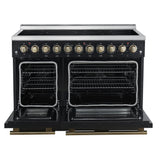 Forno Paolo Freestanding Electric Range with Antique Brass, True Convection Oven, Energy Efficient