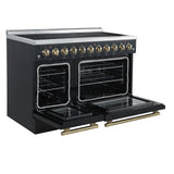 Forno Paolo Freestanding Electric Range with Antique Brass, True Convection Oven, Energy Efficient