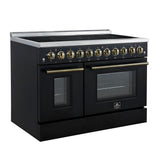 Forno Paolo Freestanding Electric Range with Antique Brass, True Convection Oven, Energy Efficient