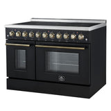 Forno Paolo Freestanding Electric Range with Antique Brass, True Convection Oven, Energy Efficient