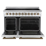 Forno Paolo Freestanding Electric Range with Antique Brass, True Convection Oven, Energy Efficient