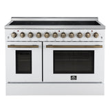 Forno Paolo Freestanding Electric Range with Antique Brass, True Convection Oven, Energy Efficient