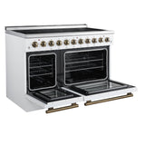 Forno Paolo Freestanding Electric Range with Antique Brass, True Convection Oven, Energy Efficient