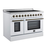 Forno Paolo Freestanding Electric Range with Antique Brass, True Convection Oven, Energy Efficient