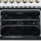 Forno Paolo Freestanding Electric Range with Antique Brass, True Convection Oven, Energy Efficient
